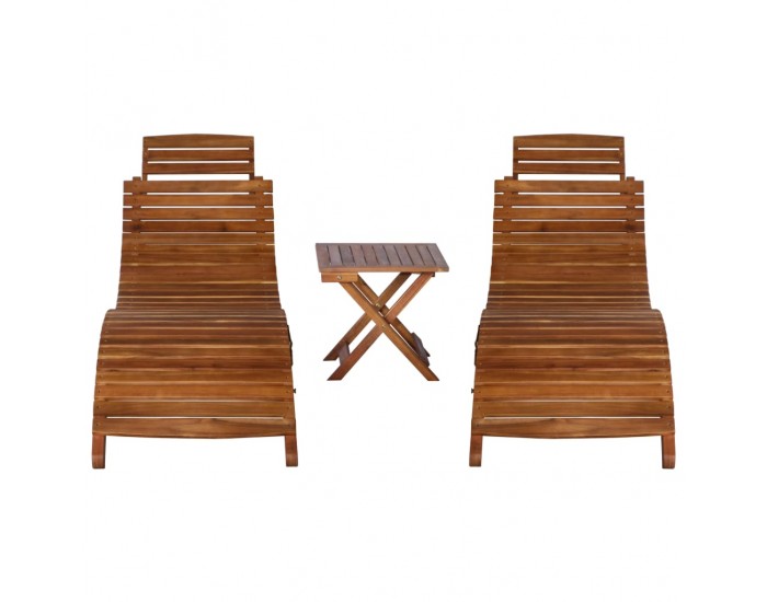 Sonata H Шезлонги с маса за чай в 3 части, акациево дърво масив