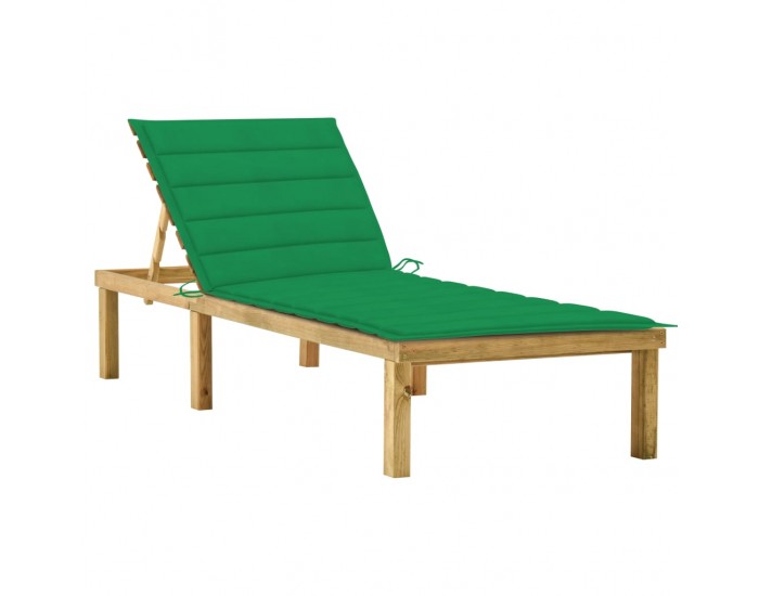 Sonata H Шезлонг със зелено шалте, импрегнирана борова дървесина