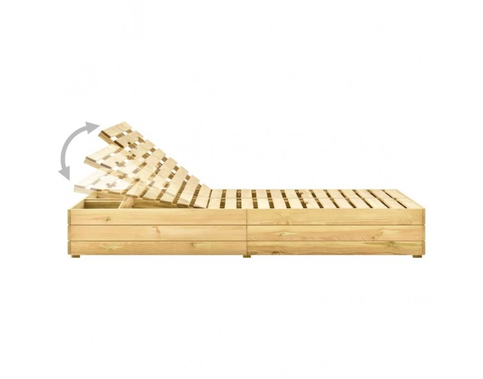 Sonata H Двоен шезлонг със сиви шалтета, импрегнирано борово дърво