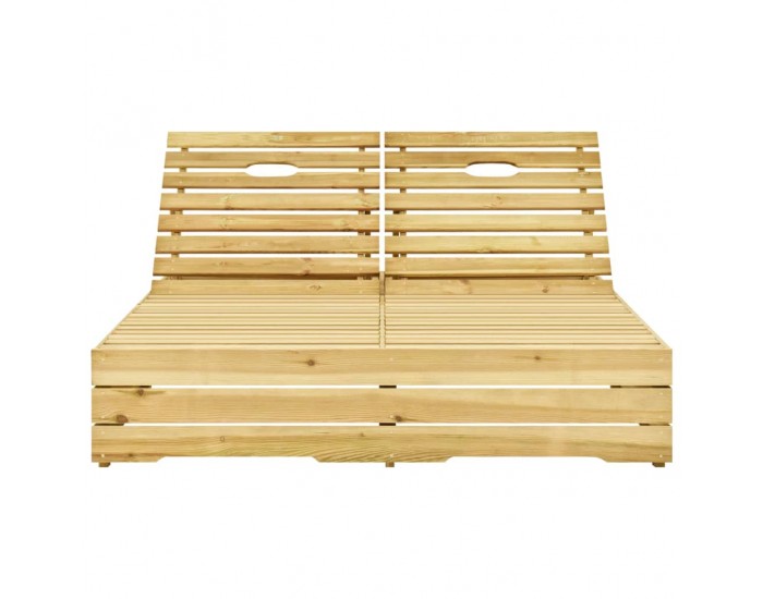 Sonata H Двоен шезлонг със сиви шалтета, импрегнирано борово дърво