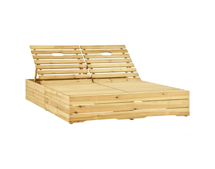 Sonata H Двоен шезлонг със сиви шалтета, импрегнирано борово дърво