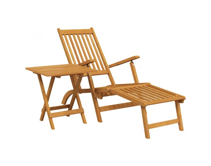 Sonata H Външен шезлонг с опора за крака и маса масивно дърво акация