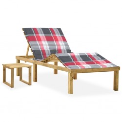 Sonata H Градински шезлонг с масичка и шалте, импрегнирано борово дърво - Шезлонги