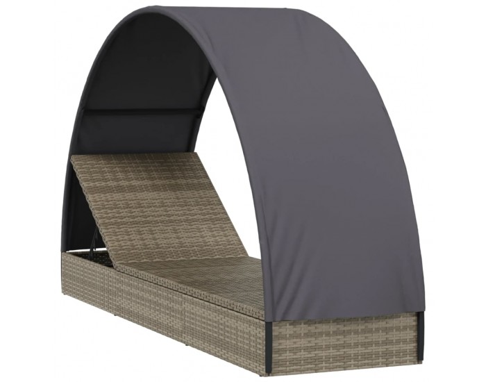 Sonata H Шезлонг с объл покрив сив 211x57x140 см полиратан