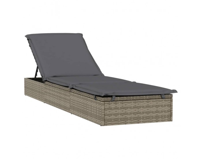 Sonata H Шезлонг с объл покрив сив 211x57x140 см полиратан