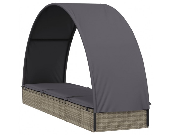 Sonata H Шезлонг с объл покрив сив 211x57x140 см полиратан