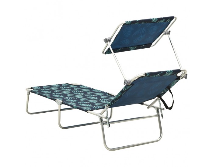 Sonata H Сгъваем шезлонг с козирка, принт на листа, алуминий