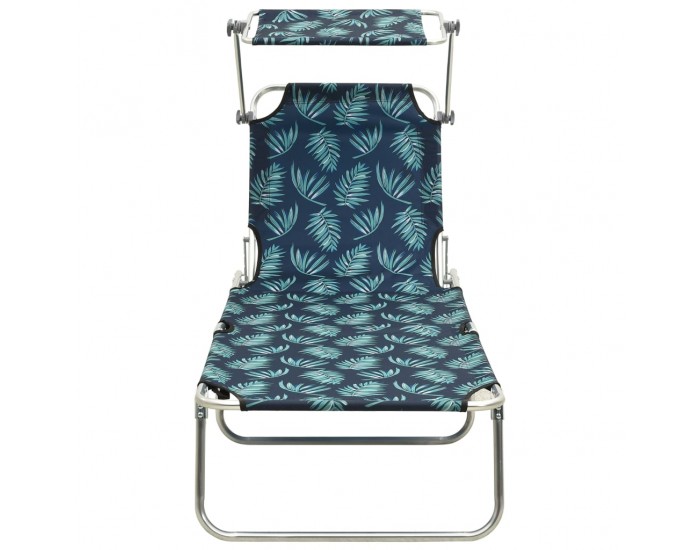 Sonata H Сгъваем шезлонг с козирка, принт на листа, алуминий