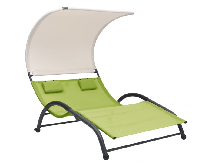 Sonata H Двоен шезлонг със сенник, Textilene, зелен