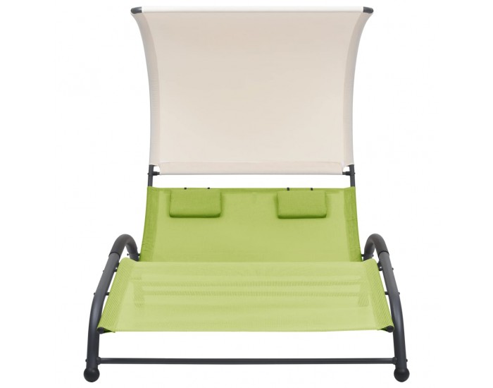 Sonata H Двоен шезлонг със сенник, Textilene, зелен