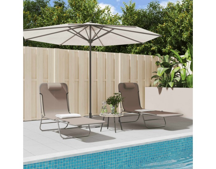 Sonata H Сгъваеми шезлонги 2 бр кафяви текстилен и стомана