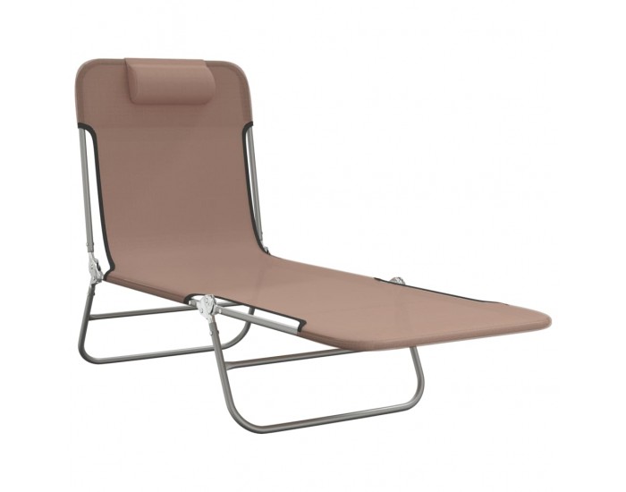 Sonata H Сгъваеми шезлонги 2 бр кафяви текстилен и стомана