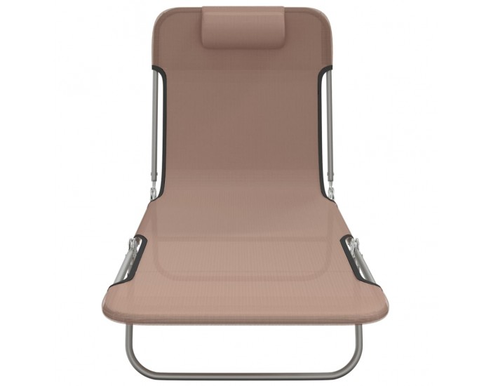 Sonata H Сгъваеми шезлонги 2 бр кафяви текстилен и стомана