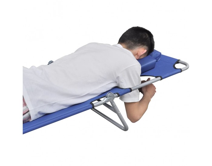 Sonata H Сгъваем шезлонг с възглавница, прахово боядисана стомана, син