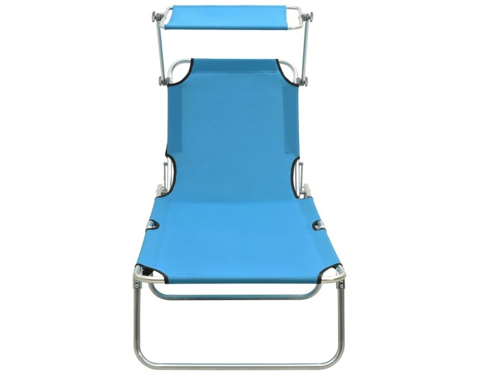 Sonata H Сгъваем шезлонг с козирка, стомана, тюркоаз и син