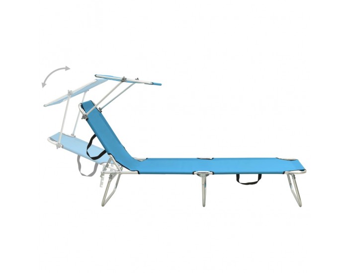 Sonata H Сгъваем шезлонг с козирка, стомана, тюркоаз и син