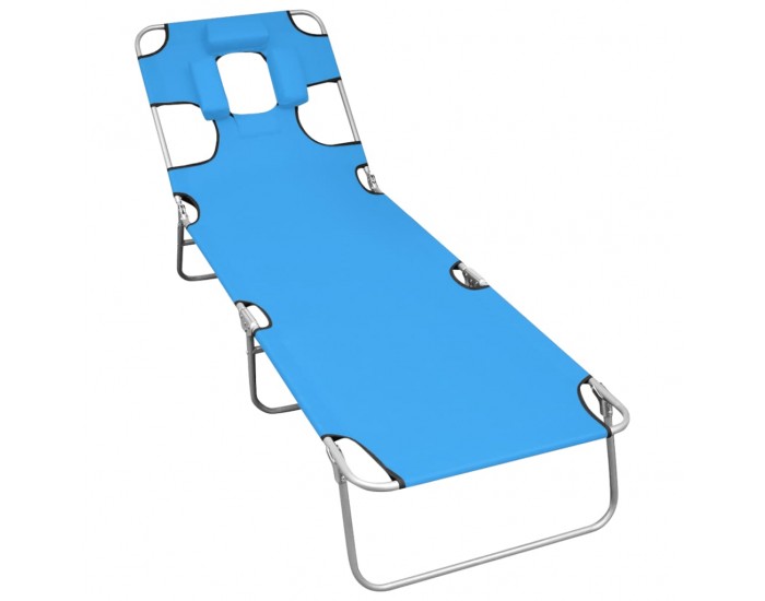Sonata H Сгъваем шезлонг с възглавница, стомана, син тюркоаз