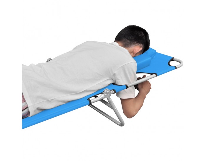 Sonata H Сгъваем шезлонг с възглавница, стомана, син тюркоаз