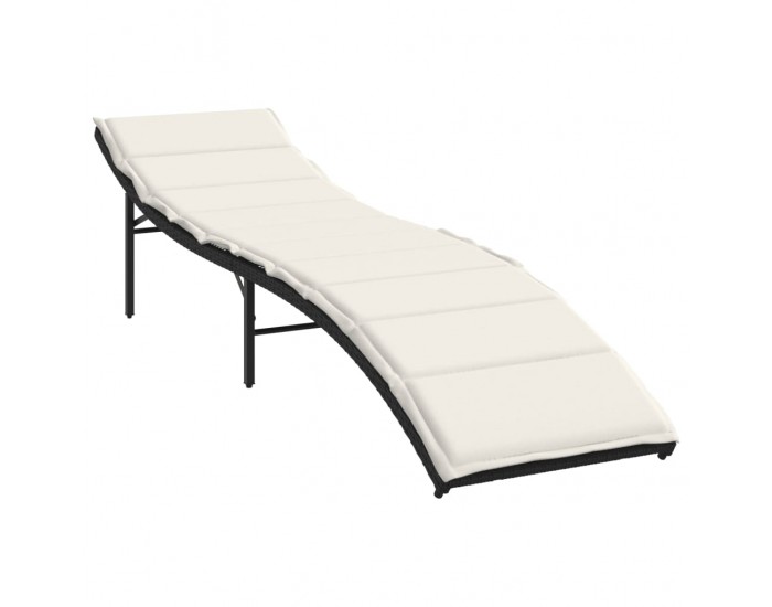 Sonata H Шезлонг с възглавница, черен, 55x199x50 см, полиратан