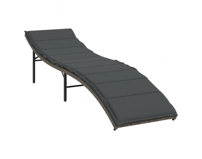 Sonata H Шезлонг с възглавница, сив, 55x199x50 см, полиратан