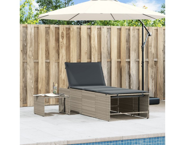 Sonata H Шезлонги, 2 бр. с маса, светлосиви, полиратан