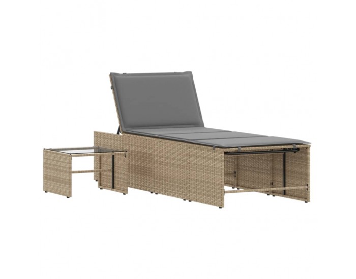 Sonata H Шезлонги, 2 бр. с маса, бежови, полиратан