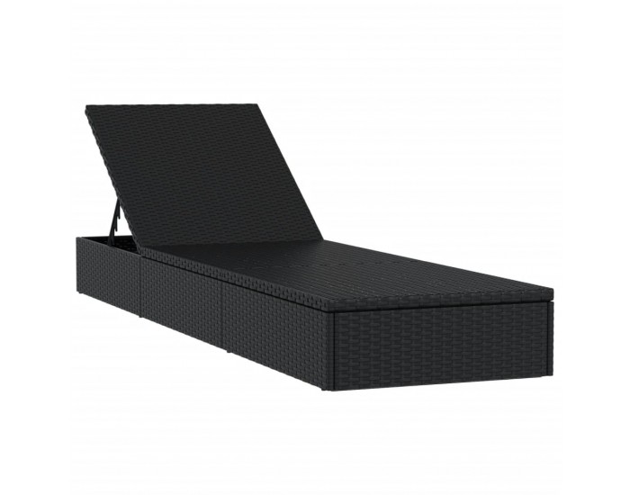 Sonata H Шезлонг 1 бр с маса черен полиратан