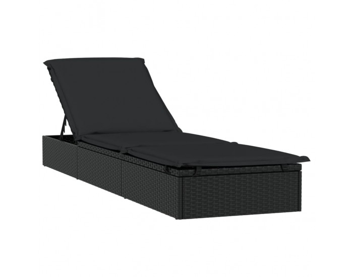 Sonata H Шезлонг 1 бр с маса черен полиратан