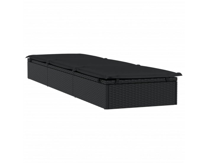 Sonata H Шезлонг 1 бр с маса черен полиратан