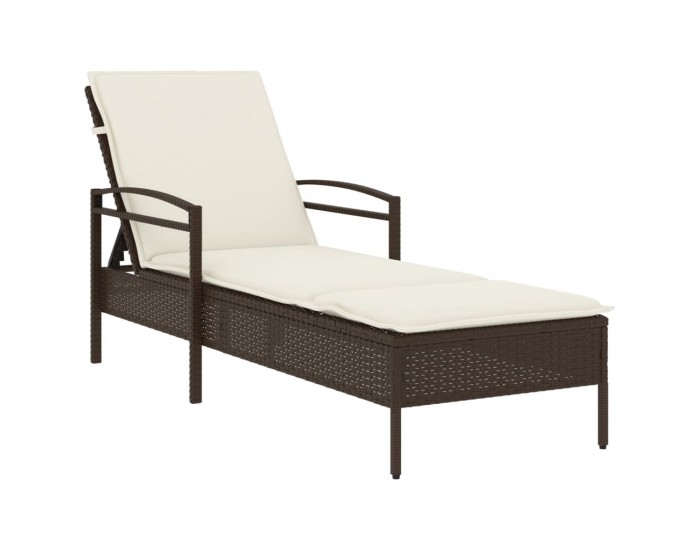 Sonata H Шезлонг с възглавница, кафяв, 63x200x81 см, полиратан