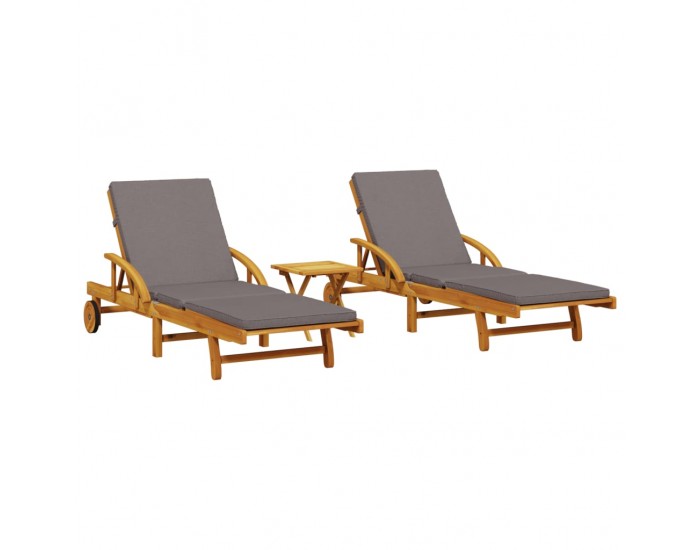 Sonata H Шезлонги, 2 бр, с маса, акация масив