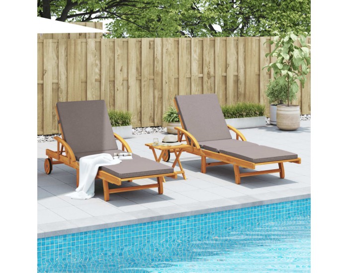 Sonata H Шезлонги, 2 бр, с маса, акация масив