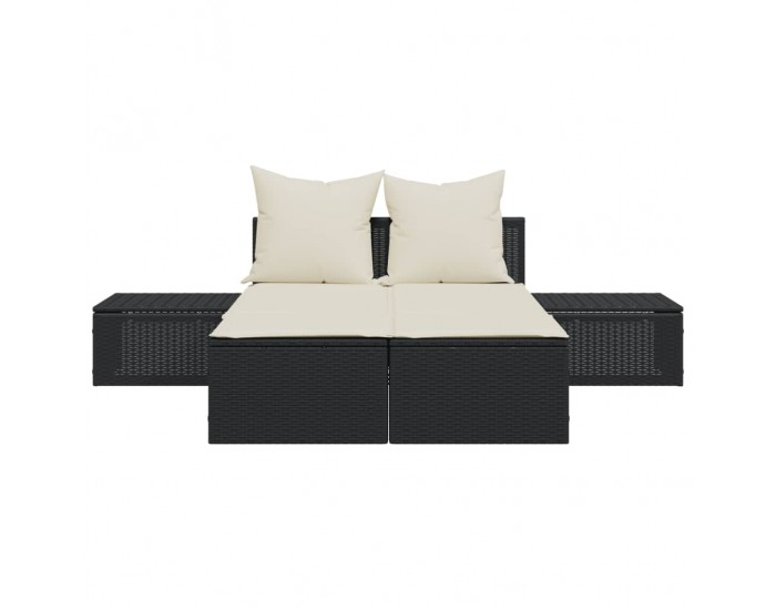 Sonata H Двоен шезлонг с възглавници, черен, полиратан