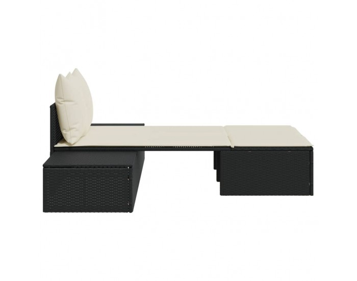 Sonata H Двоен шезлонг с възглавници, черен, полиратан