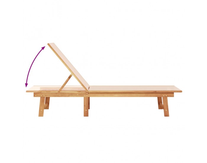 Sonata H Шезлонги, 2 бр, с маса, кремаво, акация масив и textilene