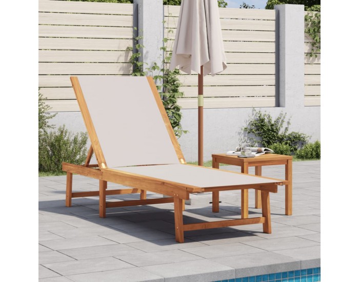 Sonata H Шезлонг, сив, масивно дърво акация и textilene