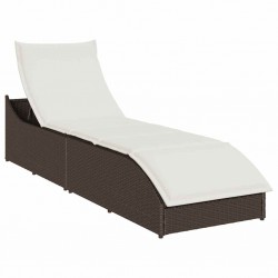 Sonata H Сгъваем шезлонг с възглавница и място за съхранение Кафяв - Шезлонги