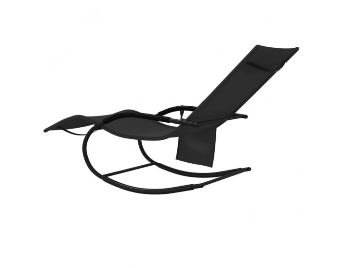 Sonata H Люлеещ се шезлонг, черен, стомана и textilene