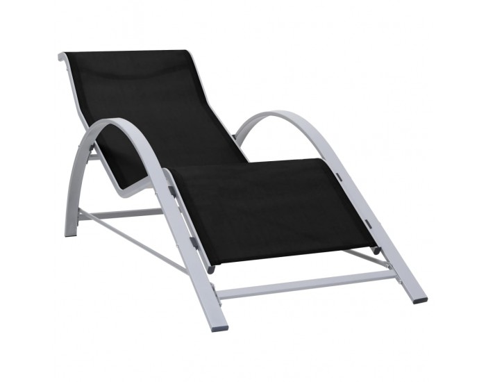 Sonata H Шезлонги с маса, 2 бр, алуминий, черни
