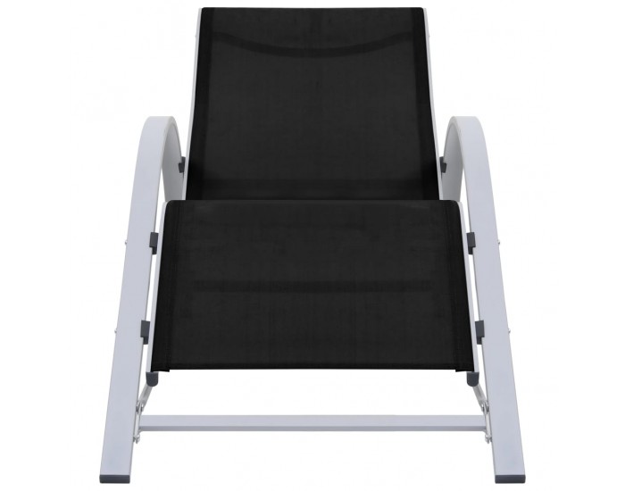 Sonata H Шезлонги с маса, 2 бр, алуминий, черни