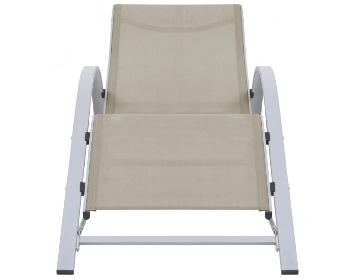 Sonata H Шезлонги с маса, 2 бр, алуминий, кремави