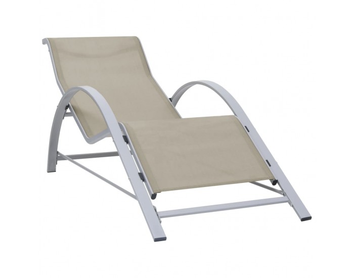 Sonata H Шезлонги с маса, 2 бр, алуминий, кремави
