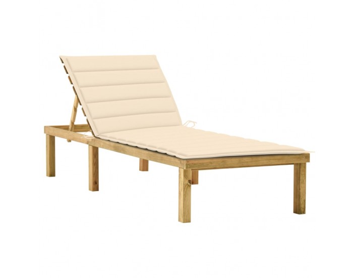 Sonata H Шезлонг с кремава възглавница, импрегнирана борова дървесина