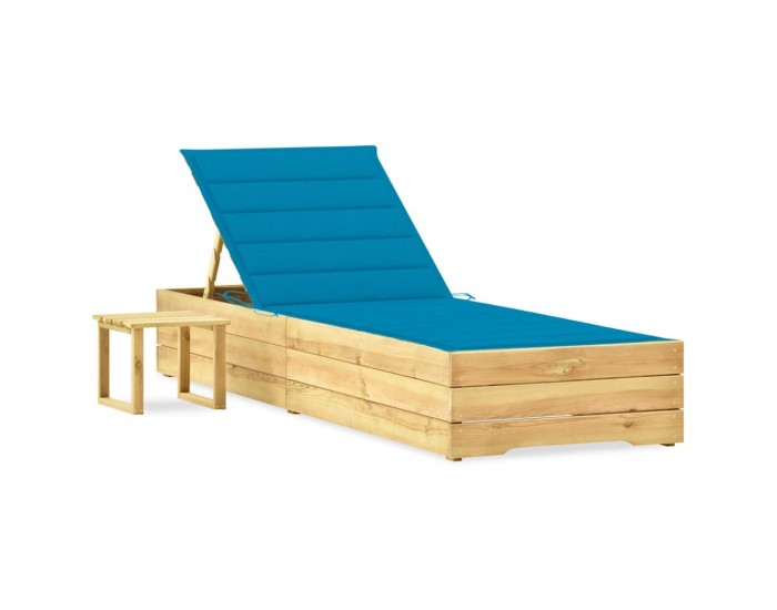 Sonata H Градински шезлонг с масичка и шалте, импрегнирано борово дърво