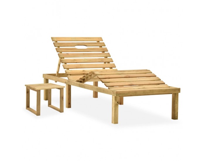Sonata H Градински шезлонг с масичка и шалте, импрегнирано борово дърво