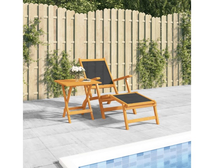 Sonata H Градински стол-шезлонг с маса, акациево дърво масив и textilene