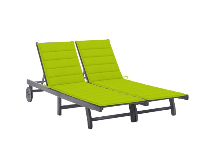 Sonata H 2-местен градински шезлонг с шалте, сив, акациево дърво масив