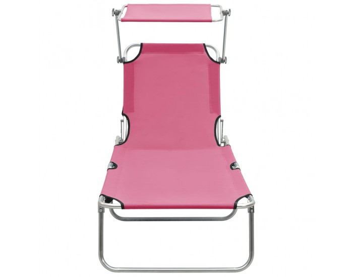 Sonata H Сгъваем шезлонг с козирка, розов, алуминий