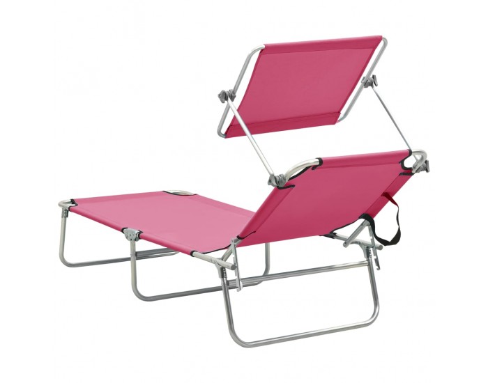 Sonata H Сгъваем шезлонг с козирка, розов, алуминий