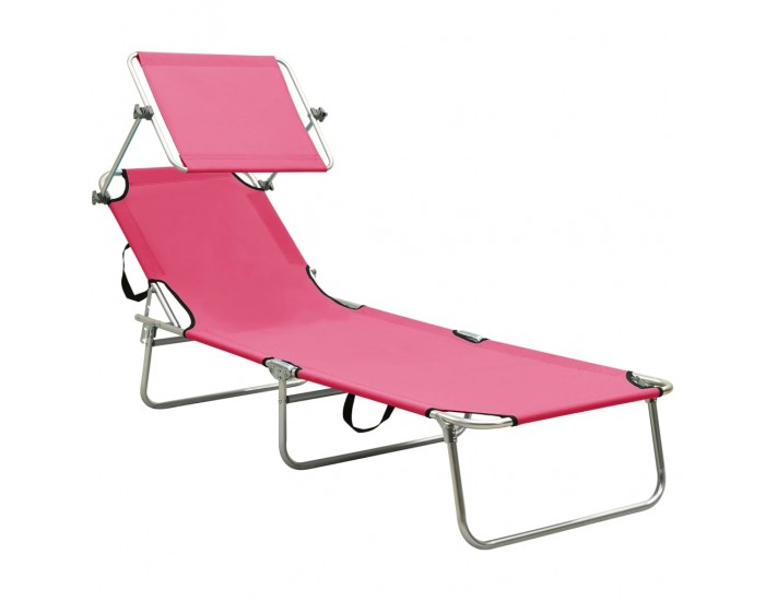 Sonata H Сгъваем шезлонг с козирка, розов, алуминий